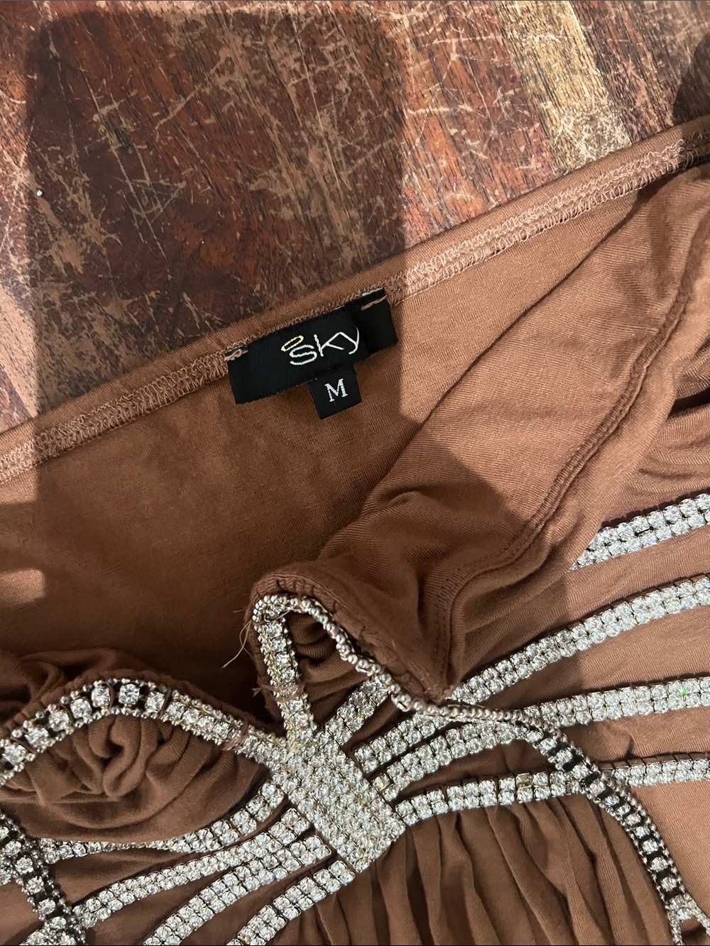 Sky Brown Rhinestone Halter Top - Picture 4 of 5